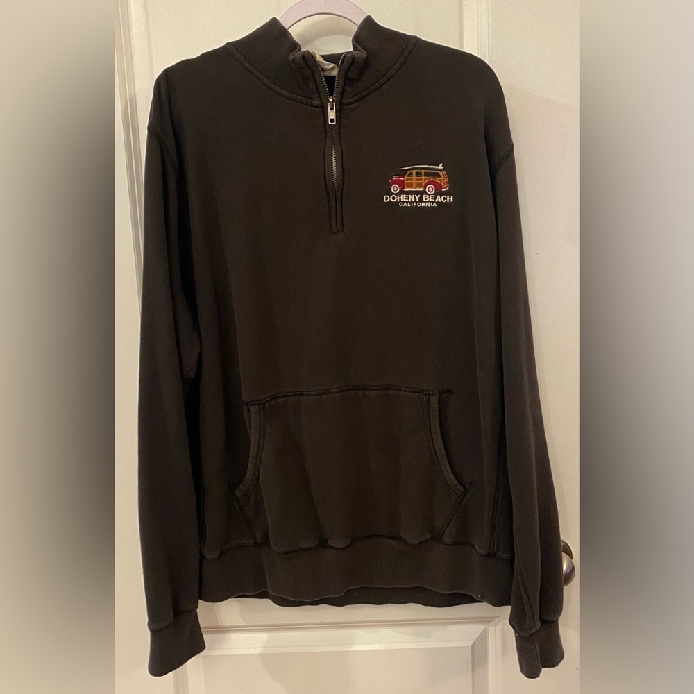 Blue 84 1/4 Zip Sweatshirt Sz XL Dark Grey Dohery Beach CA Kangaroo Pocket